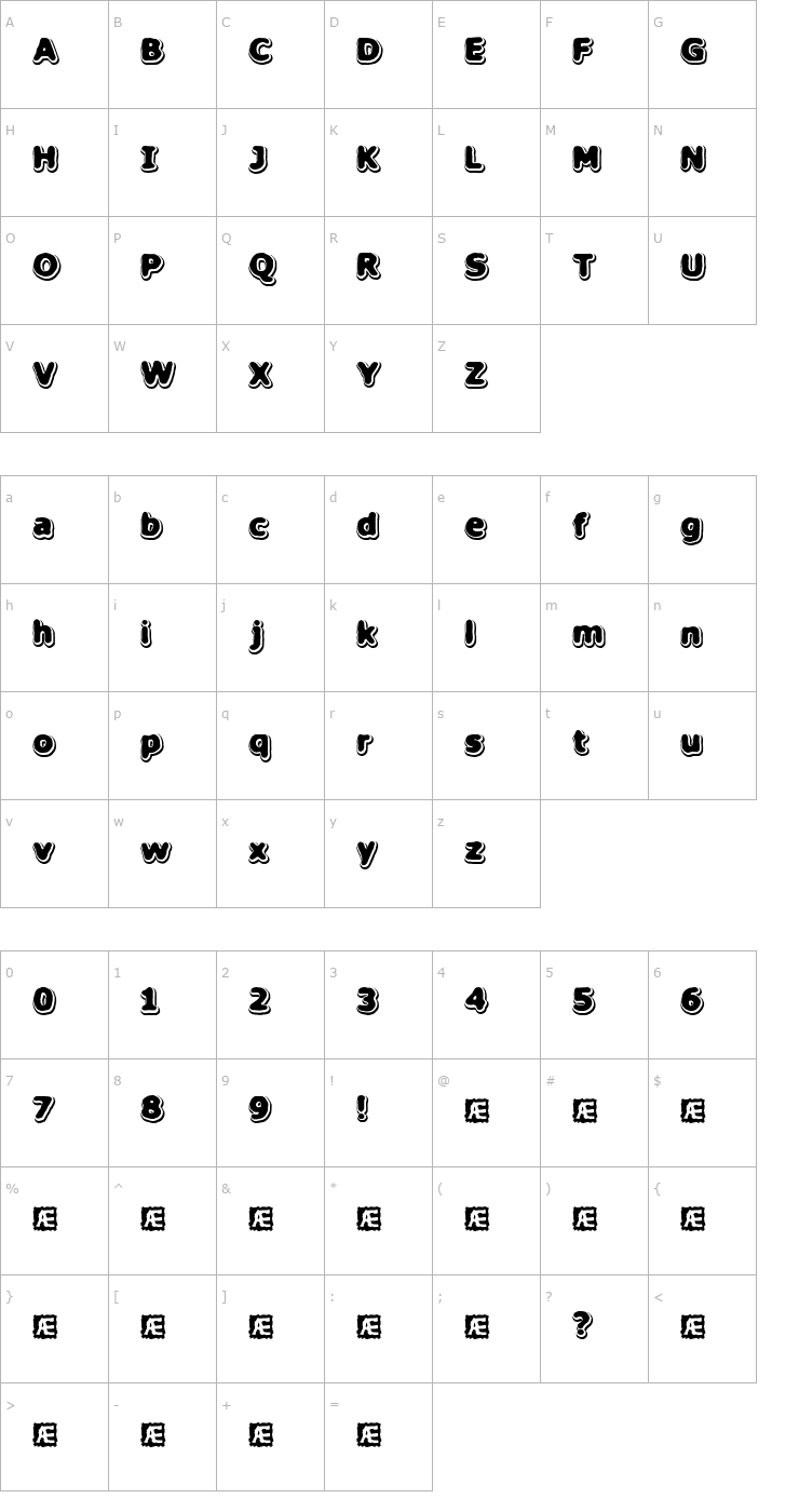 Character Map Hillock (BRK) Font