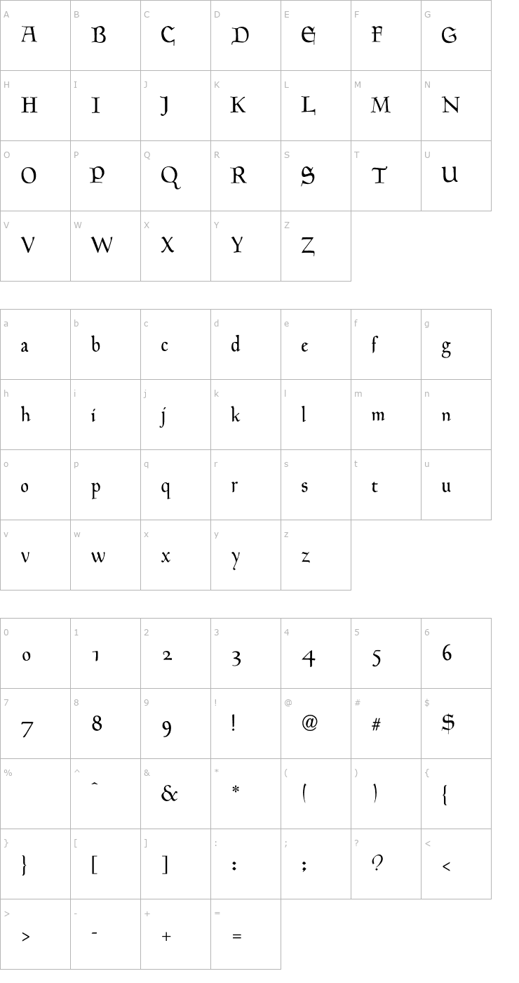 Character Map HinghamText-Normal OTF Font