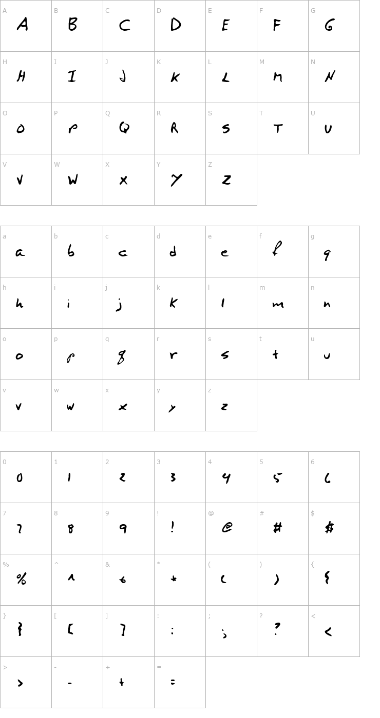 Character Map Hinto Regular Font