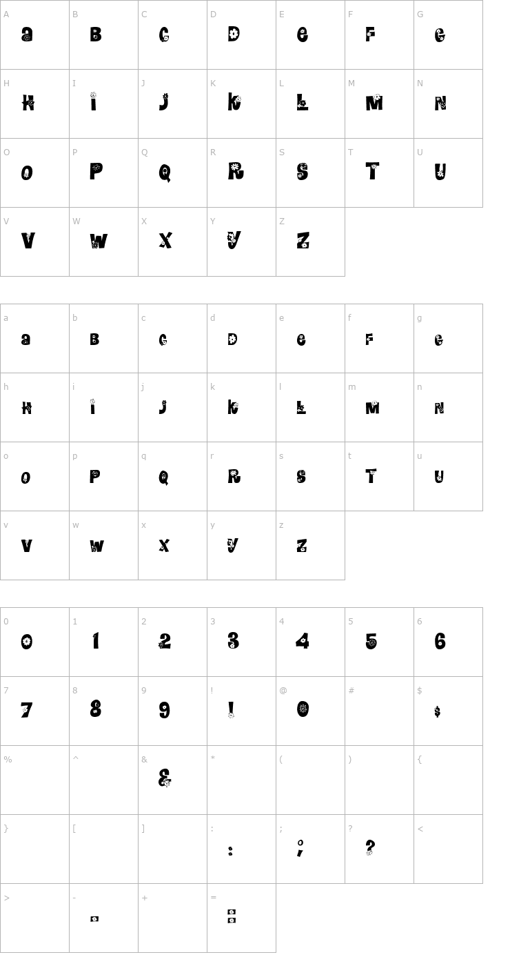 Character Map HippieDisplay Font