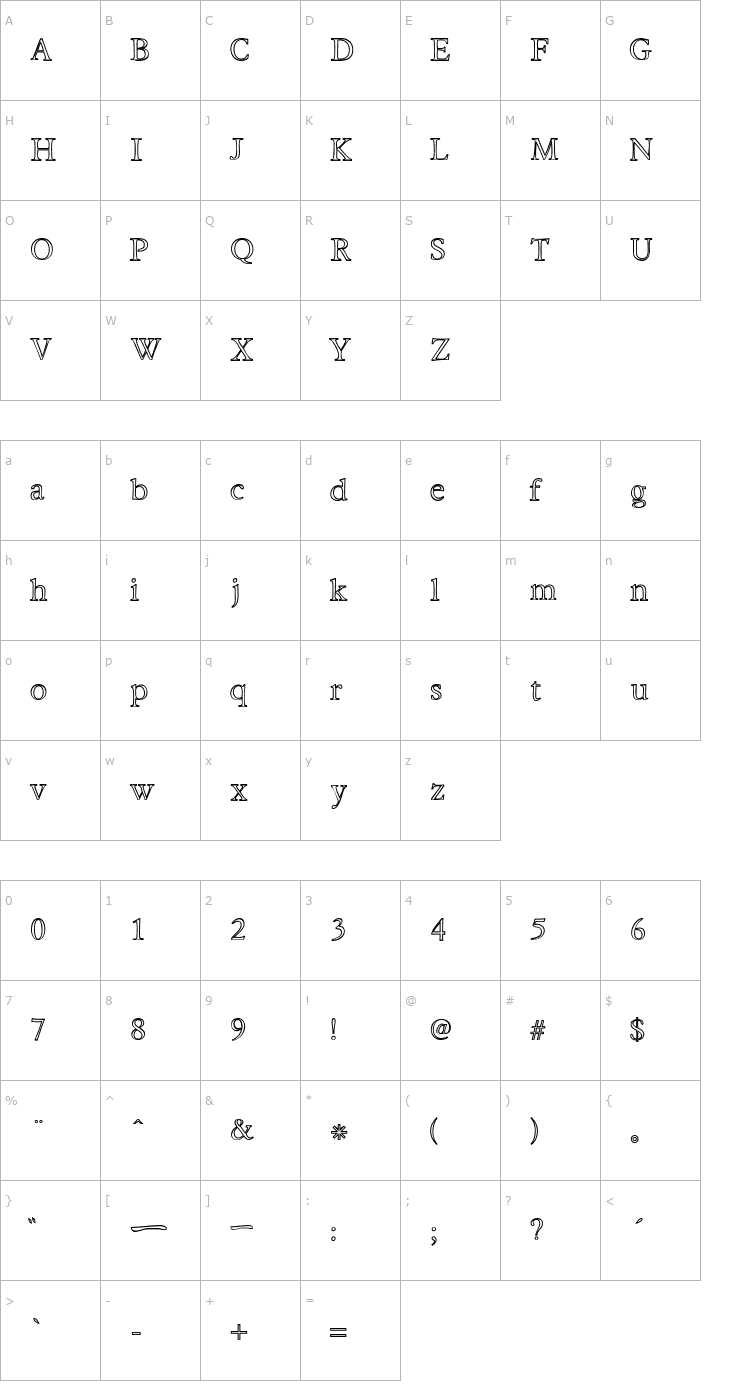 Character Map Hira & Katakana W Hollow Font
