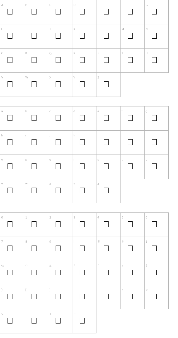 Character Map HIRESFONT Regular Font