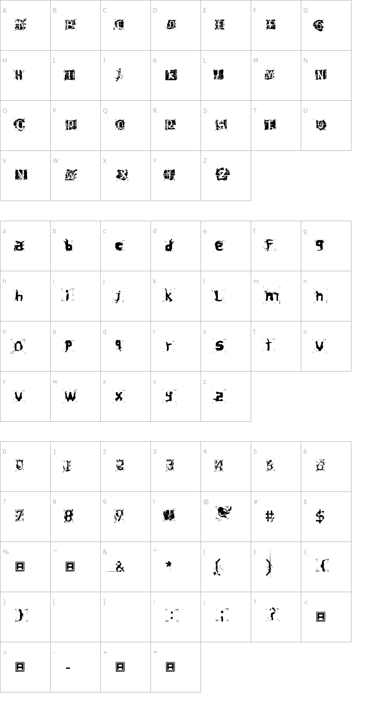 Character Map Hiroformica Font