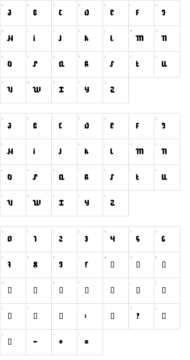 Character Map Hitch Font