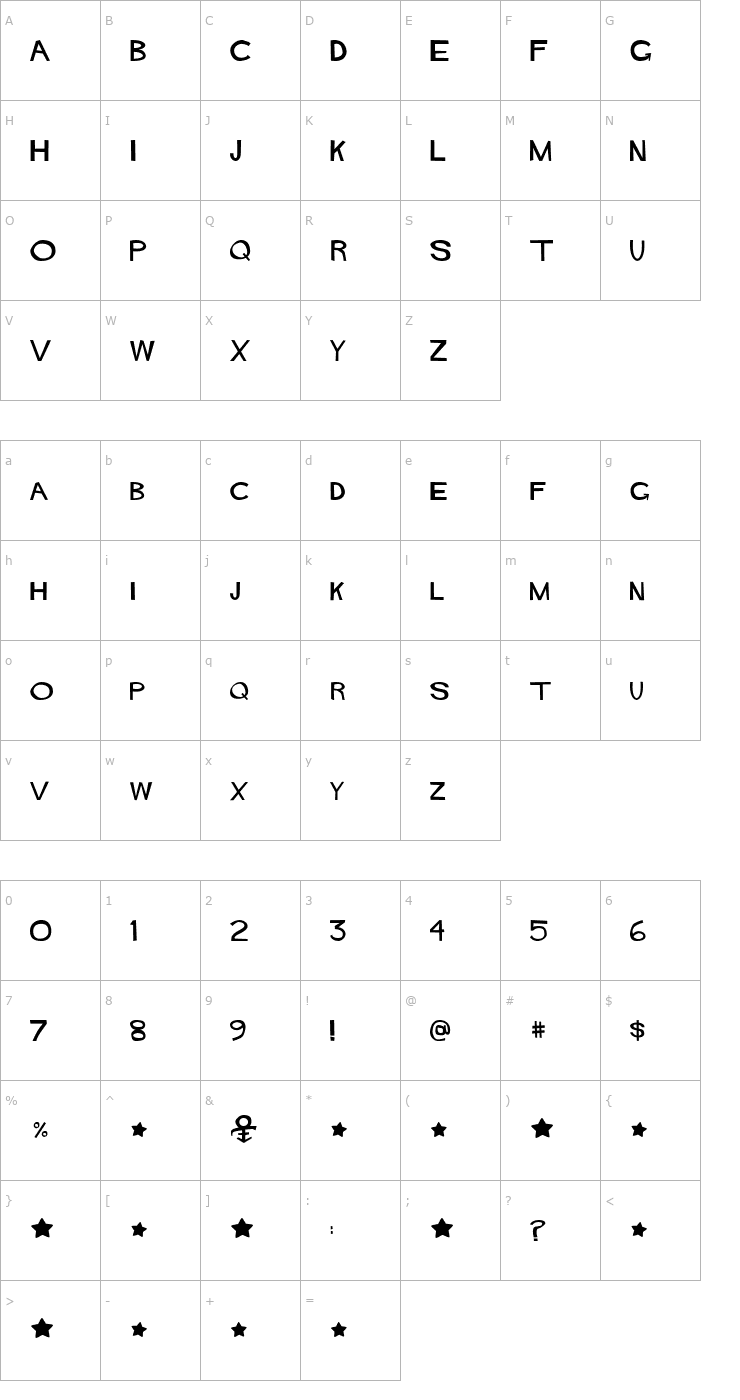 Character Map Hitchcock Font