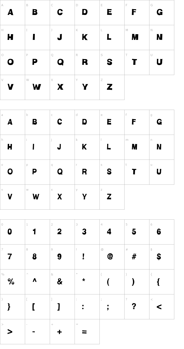 Character Map HMan Font