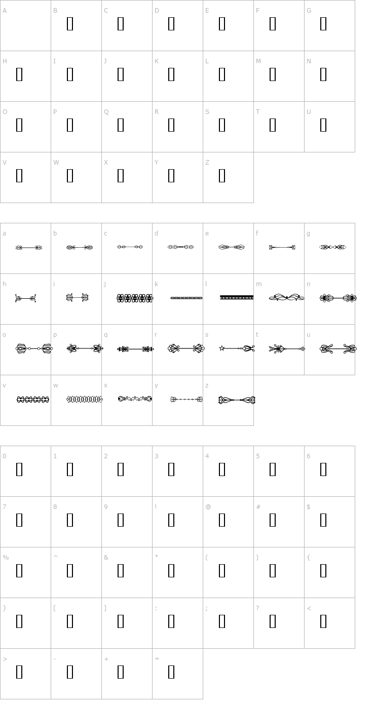 Character Map HMGDividers3 Font