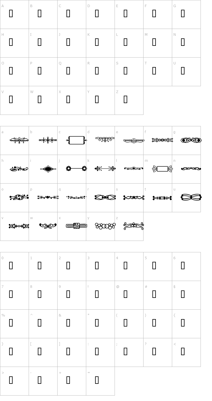 Character Map HMGFont7 Font