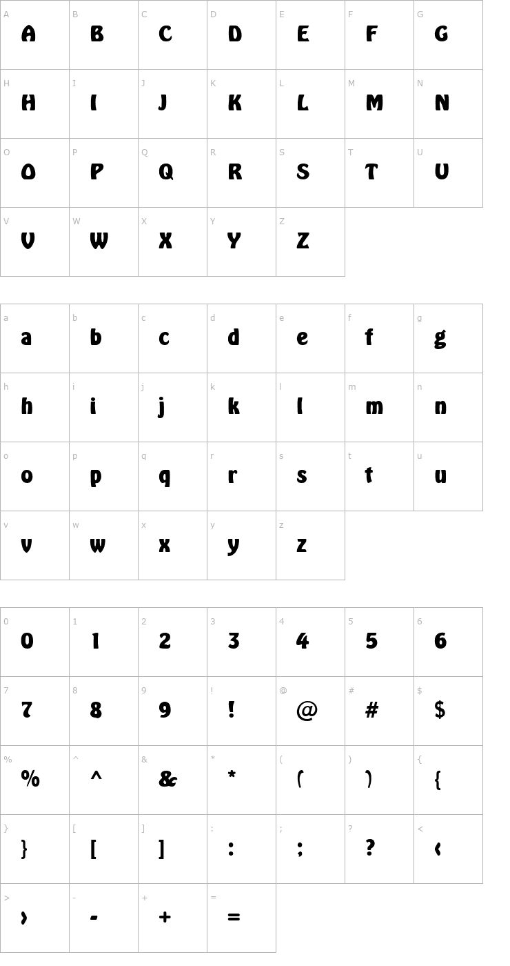 Character Map Hobbit SF Font