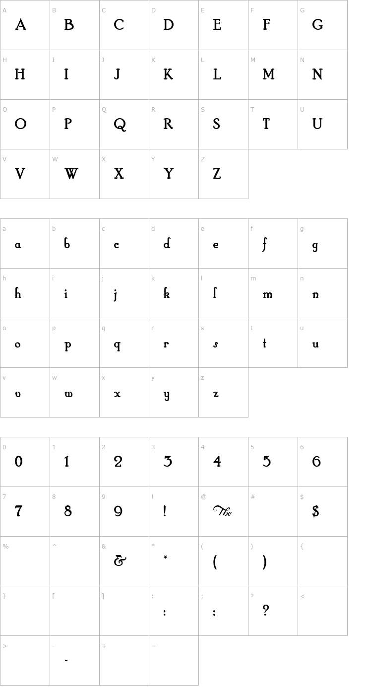 Character Map HobbyHorse Font