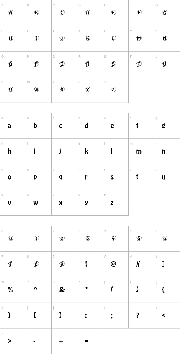 Character Map HoboIniD Font