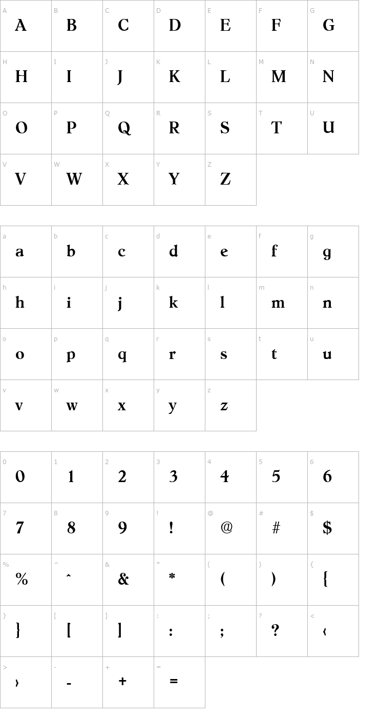 Character Map Hoboken-Serial-Medium-Regular Font
