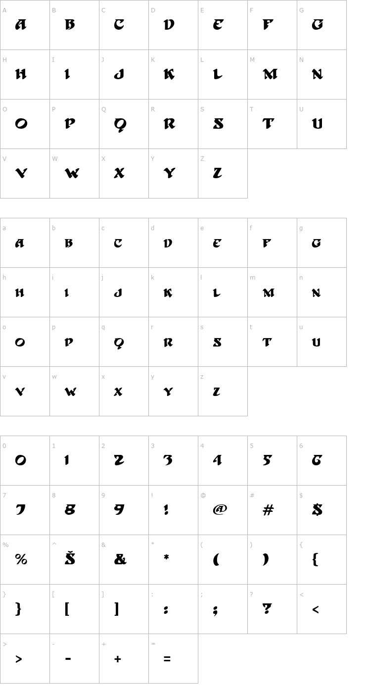 Character Map Hoffmann Font