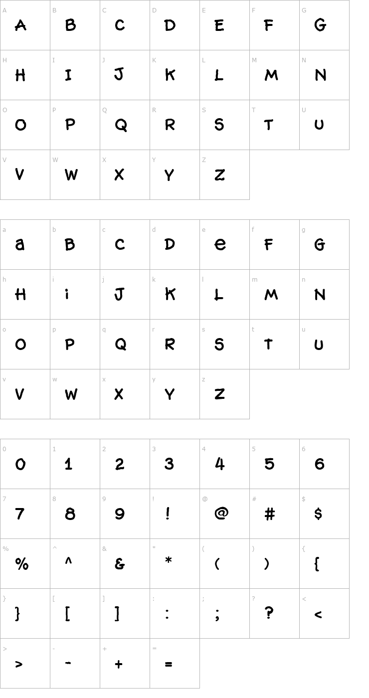 Character Map Hog Bold - HMK Font