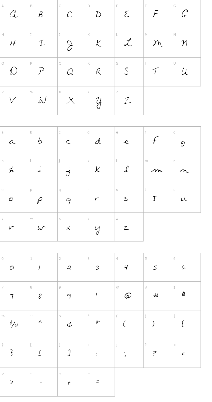 Character Map Holitas Regular Font