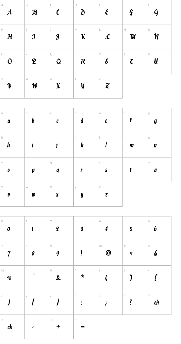 Character Map Holla Script Font