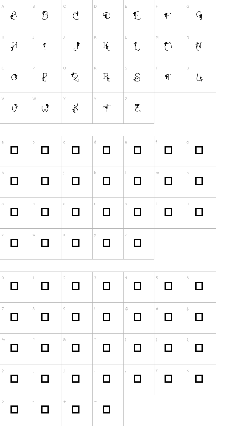 Character Map HolLeigh Caps Font