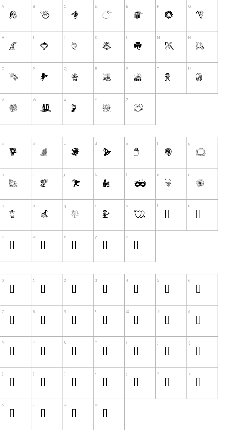 Character Map HollieBats Font