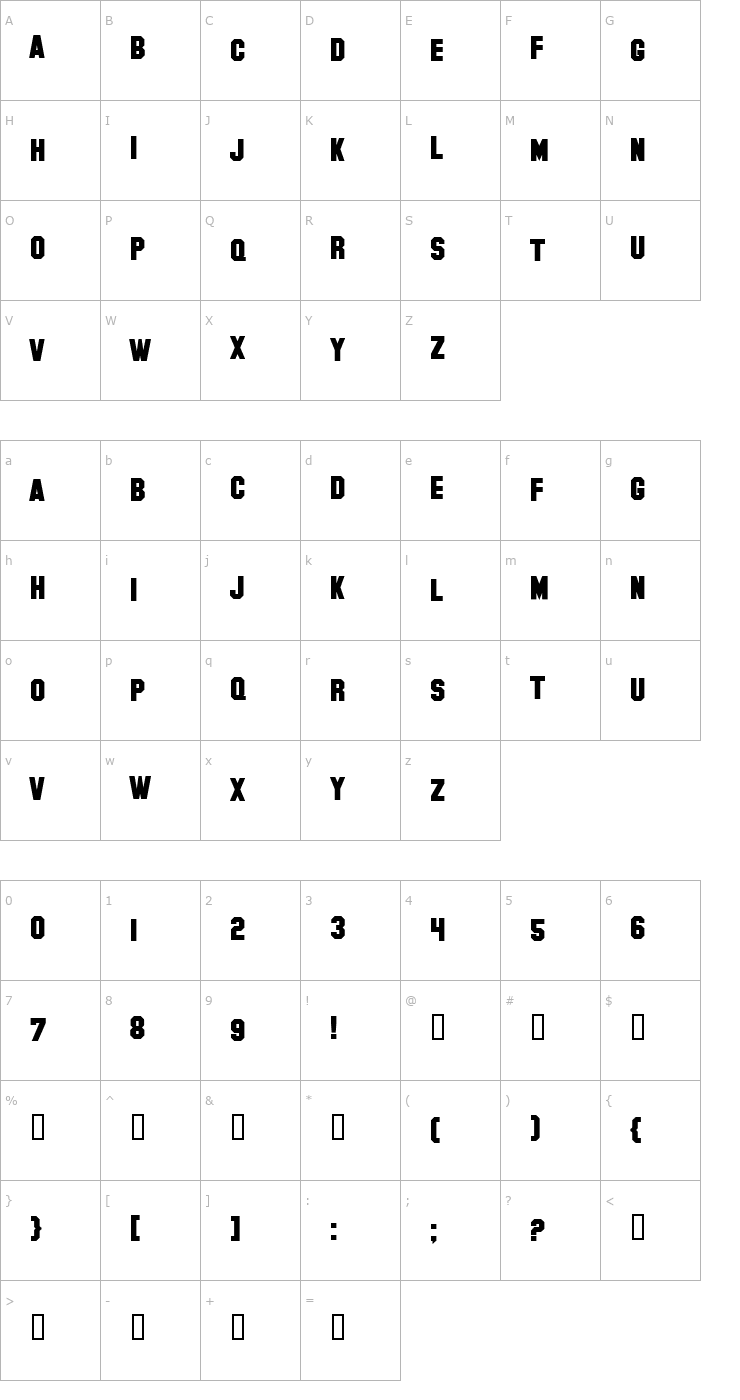 Character Map Hollywood Hills Bold Font