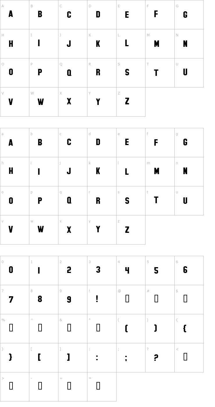 Character Map Hollywood Hills Font