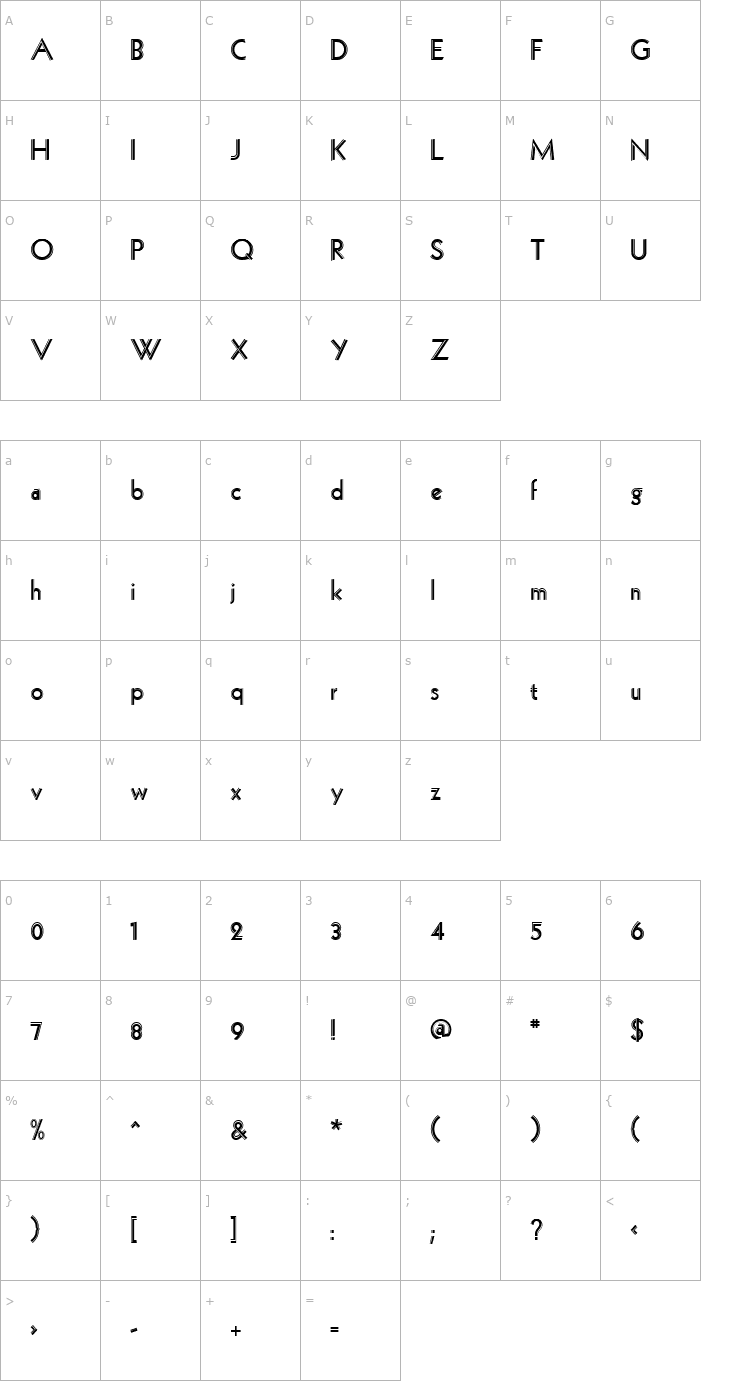 Character Map Hollywood Regular Font