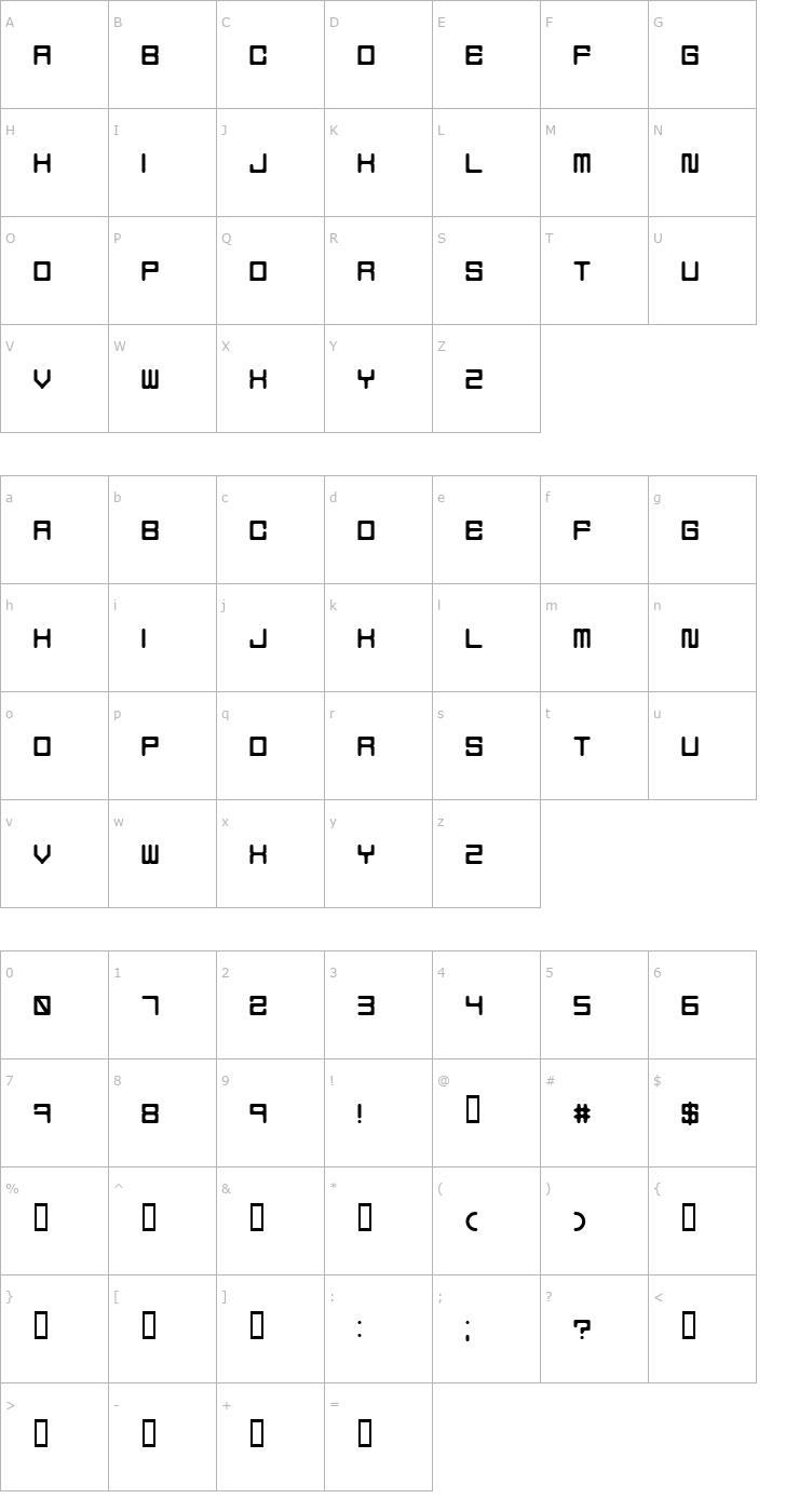 Character Map Holodeck 5 Font