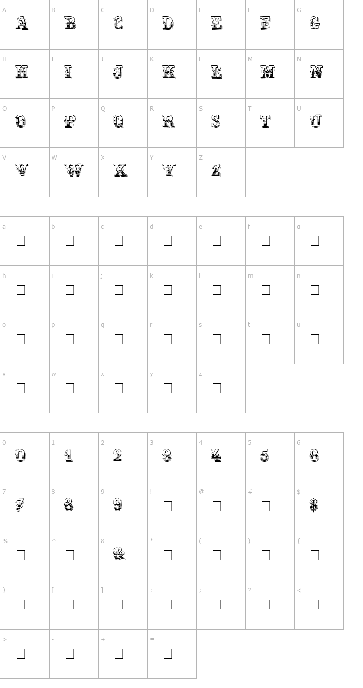 Character Map Holtzschue Normal Font