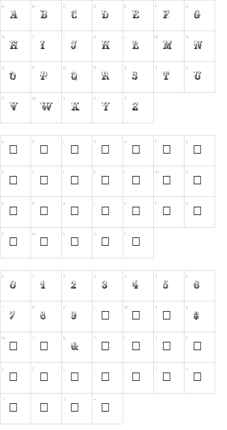 Character Map Holtzschue Plain Font