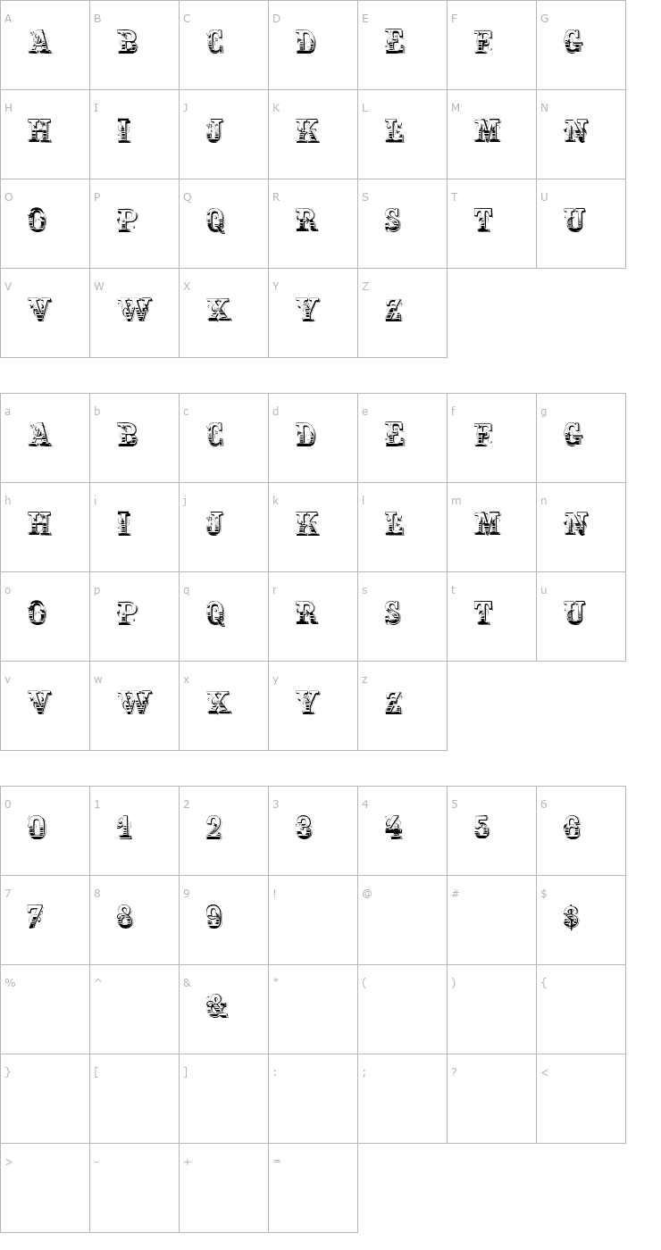 Character Map Holtzschue Regular Font