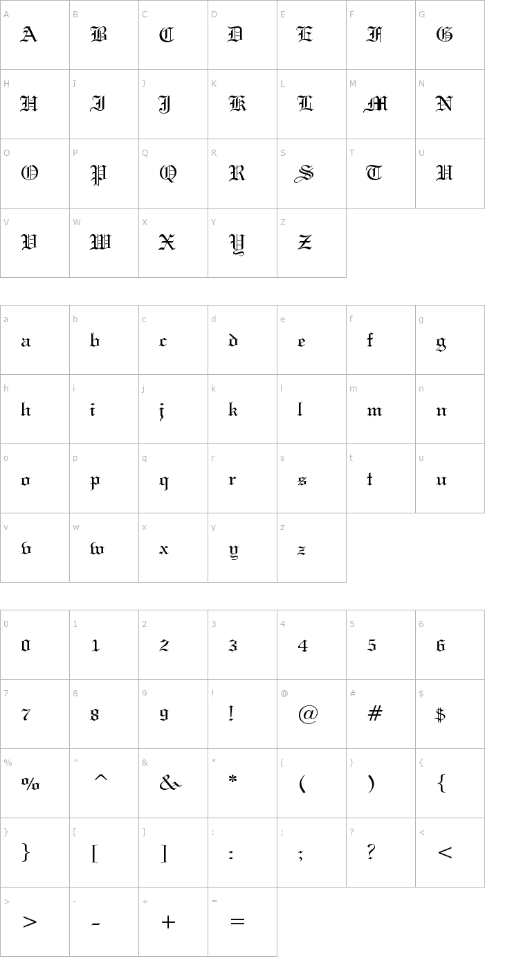 Character Map Holy Union Font