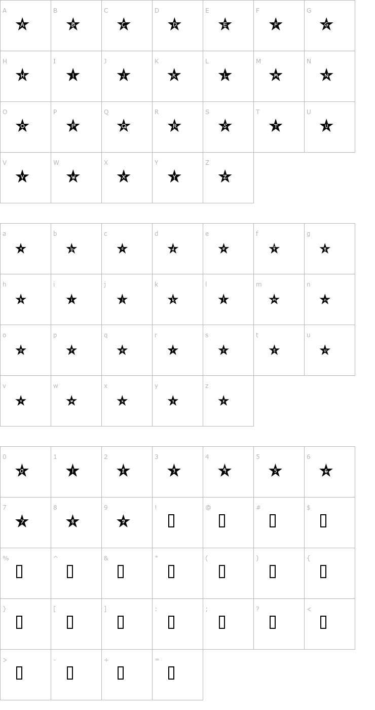Character Map Holywood Font