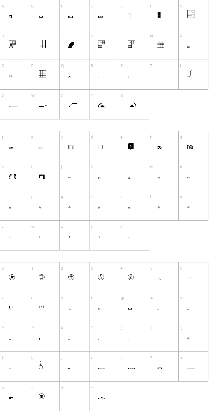 Character Map Home Planning 2 Font