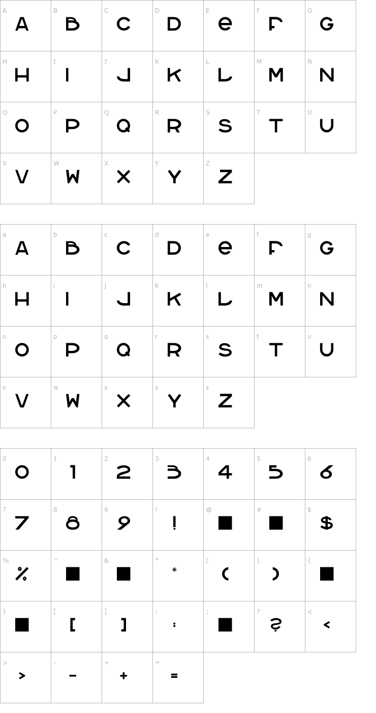 Character Map Homeblock Font
