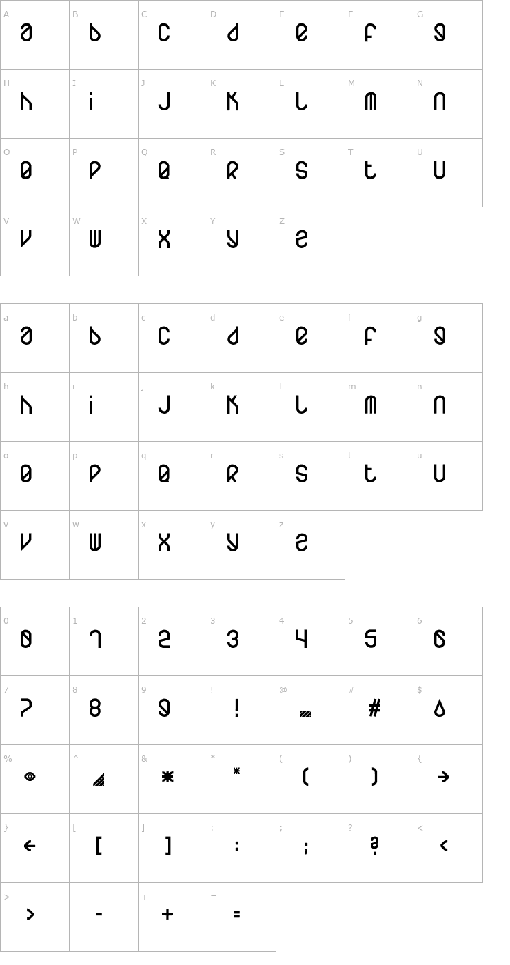 Character Map Homeboots Font