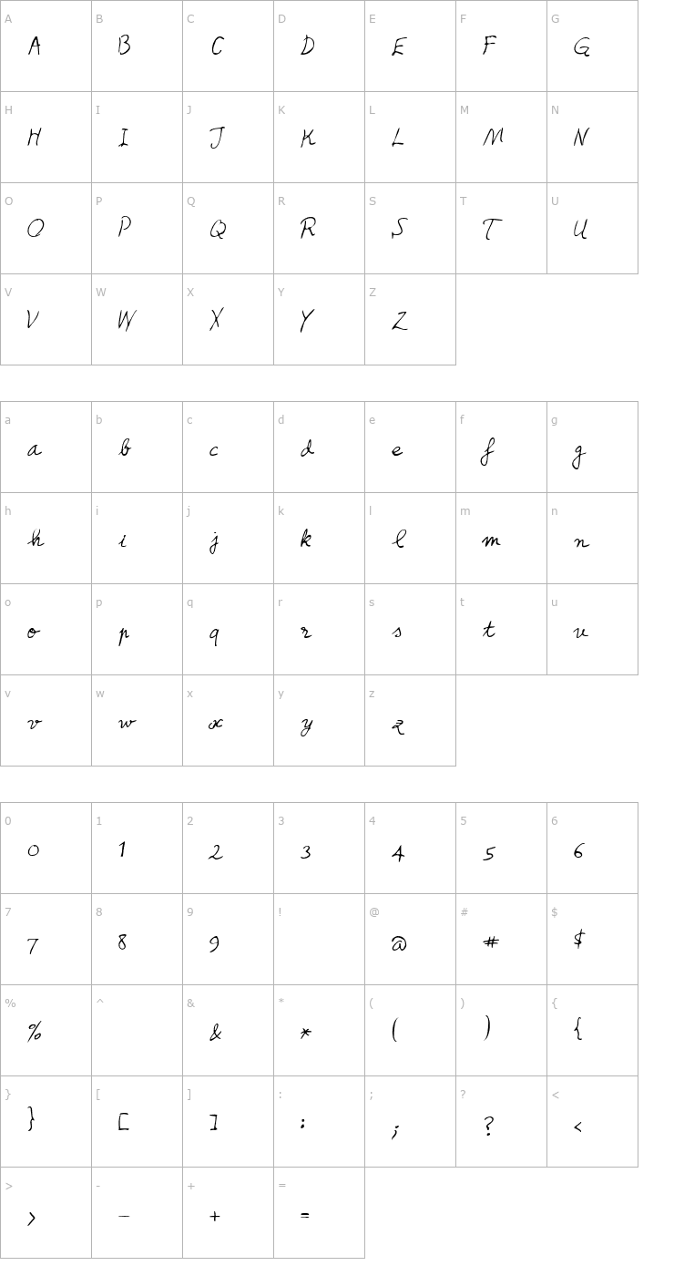 Character Map Honcho Font