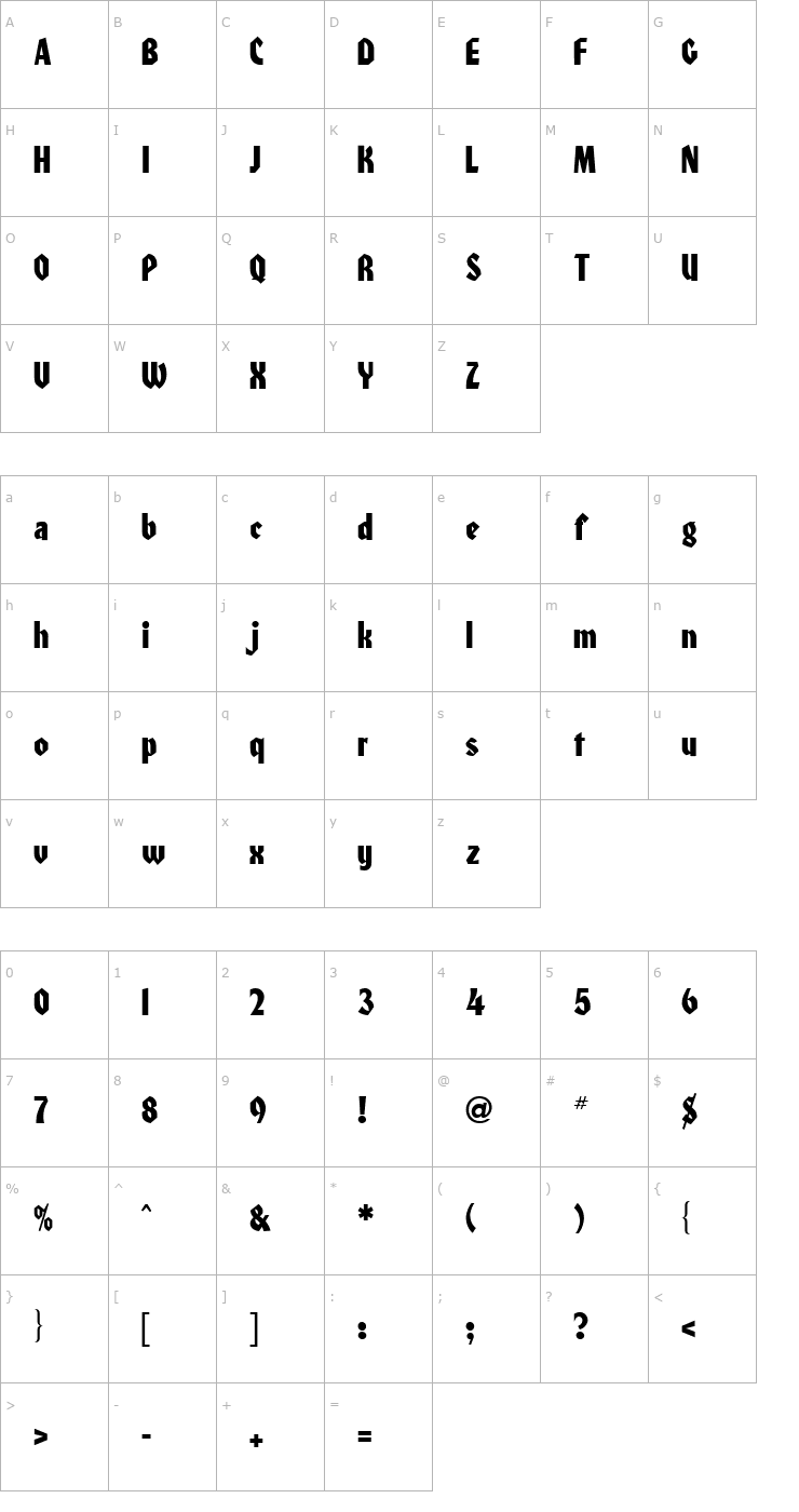 Character Map Honda Regular Font