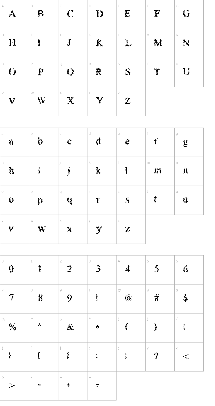 Character Map Honeybomb Font