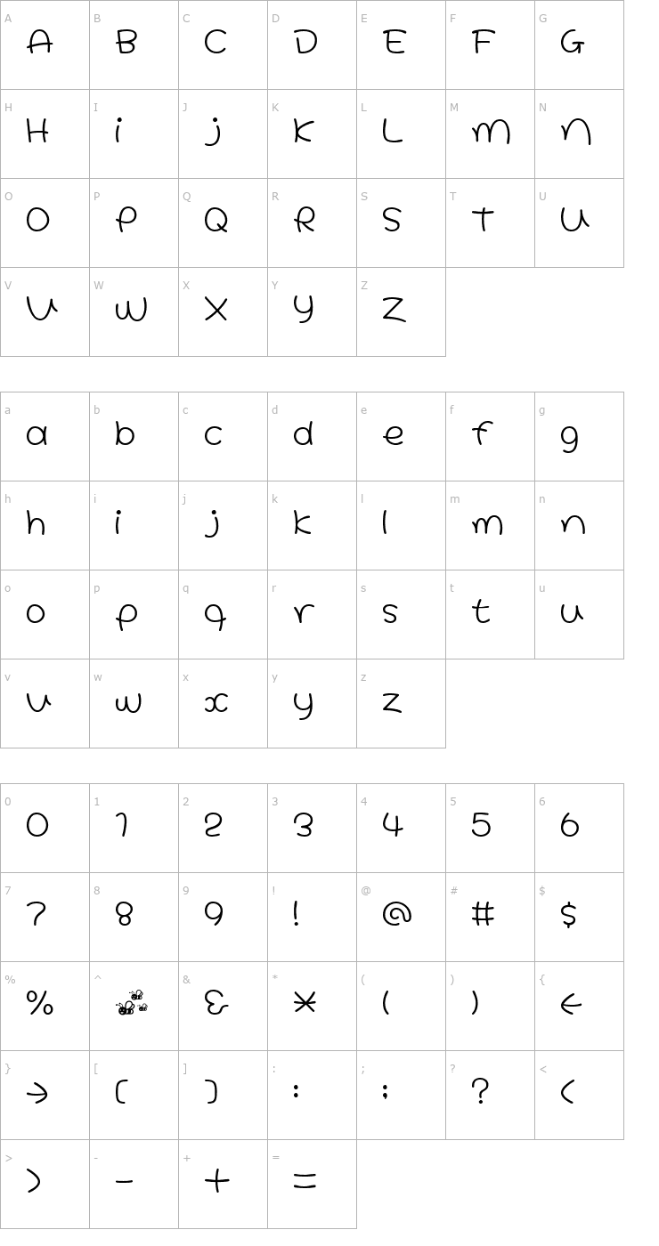 Character Map HoneyLight Font