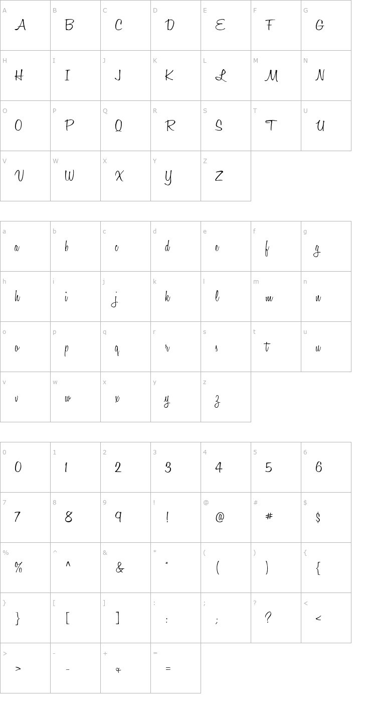 Character Map HoneyScript Light Font