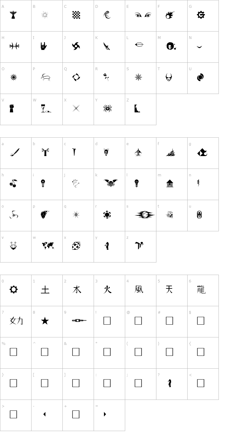 Character Map Hong's 2 Dings Font