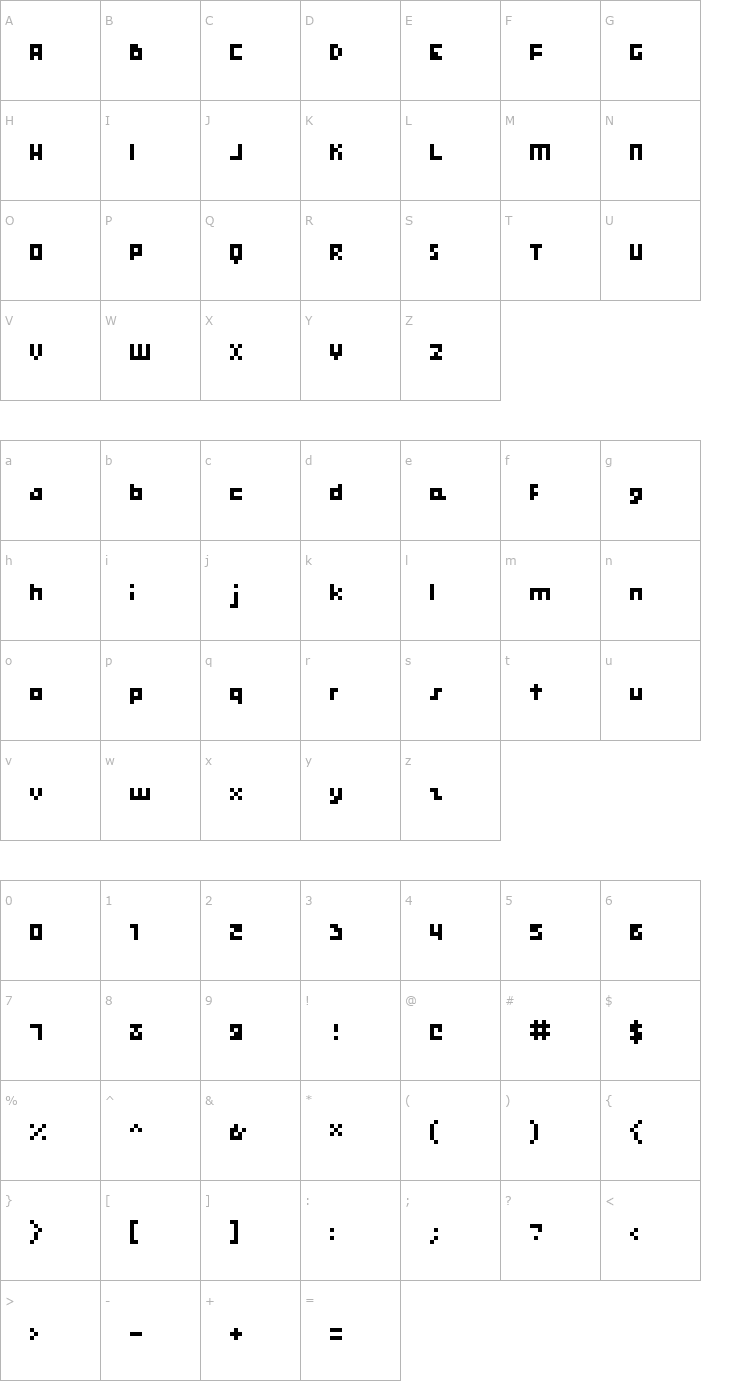Character Map hooge 04_56 Font