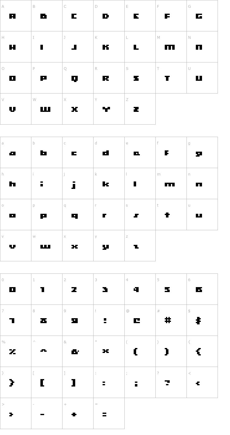 Character Map hooge 04_65 Font
