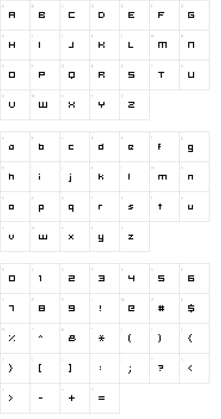 Character Map hooge 05_54 Font