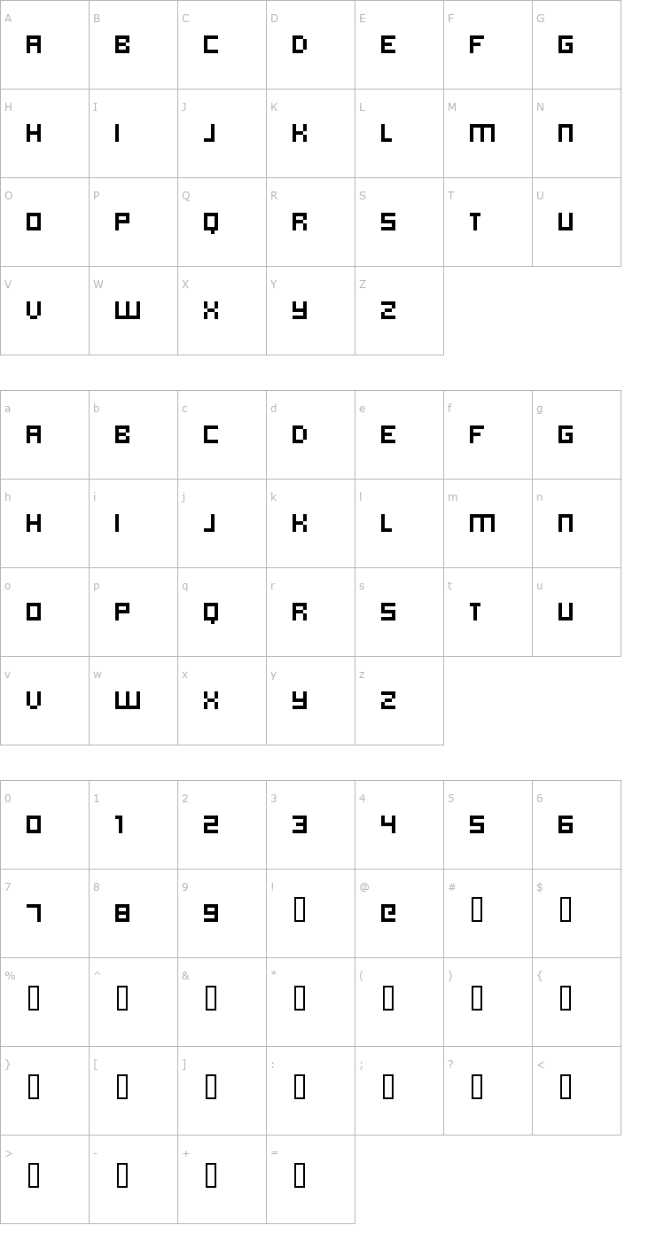 Character Map hooge 05_55 Font