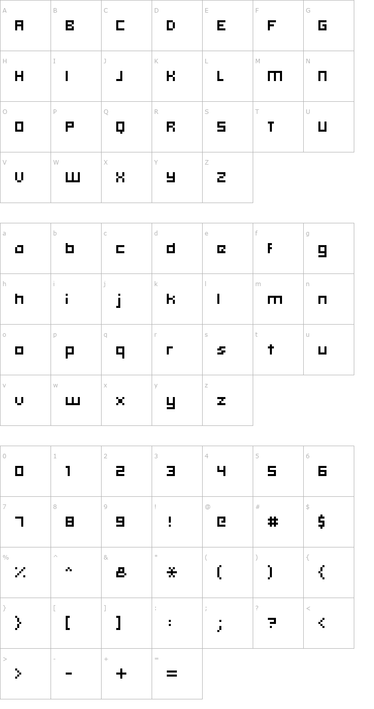 Character Map hooge 05_56 Font