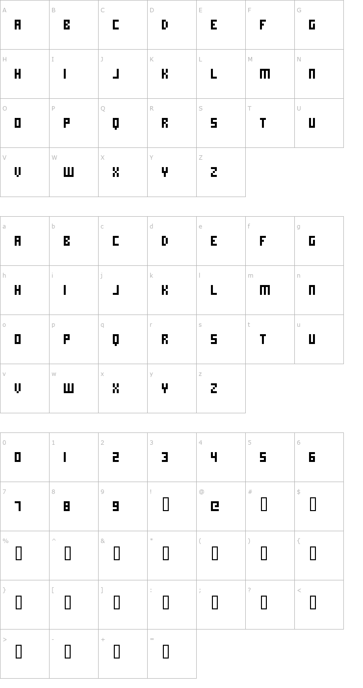 Character Map hooge 05_57 Font