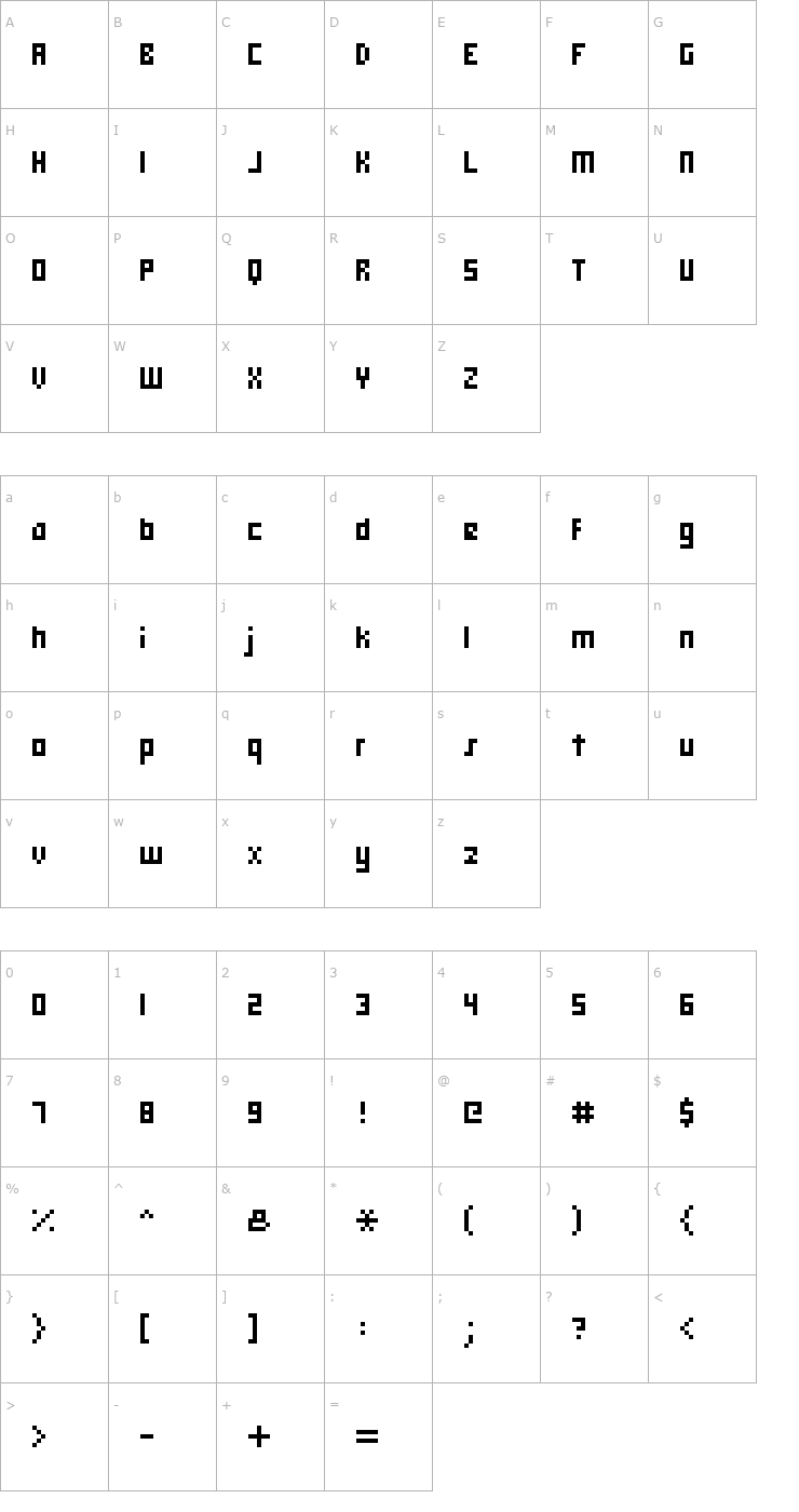 Character Map hooge 05_58 Font