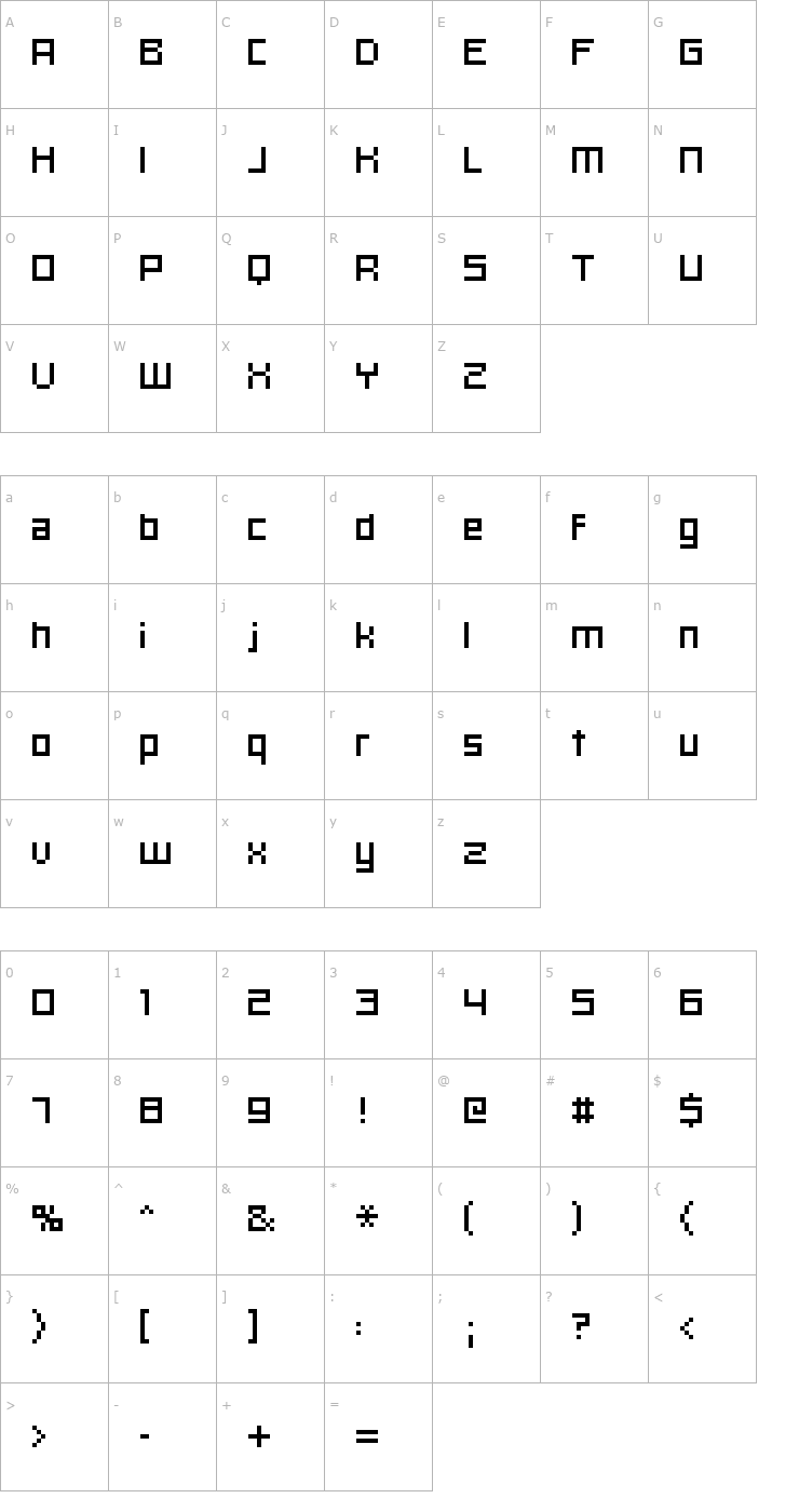 Character Map hooge 06_55 Font