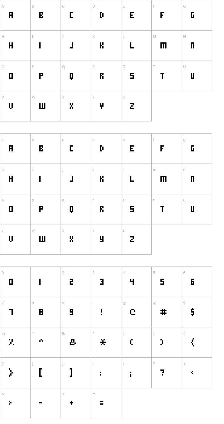 Character Map hooge 0857 Font