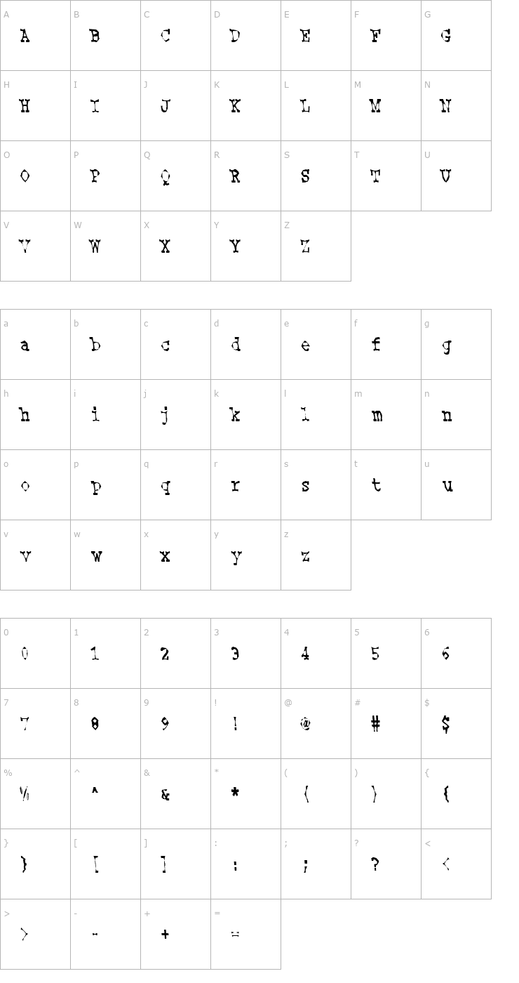Character Map Hooker Lee Font